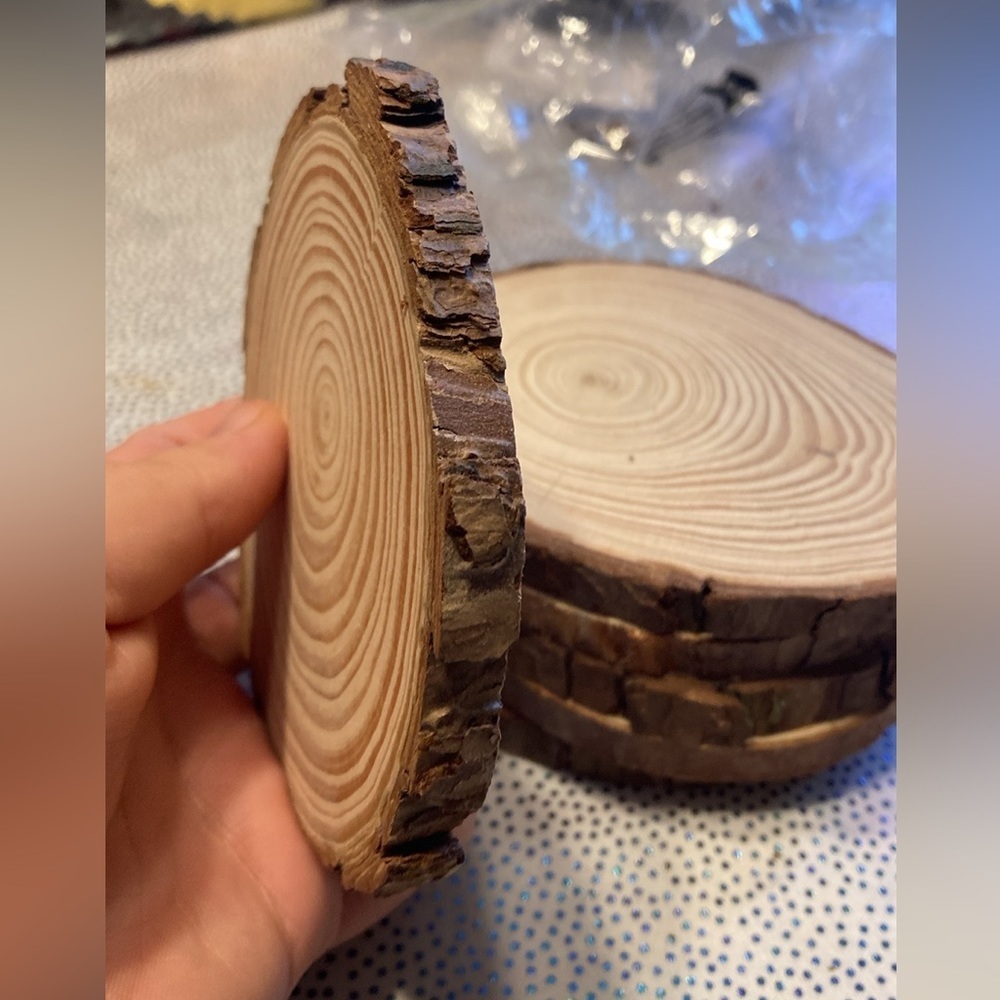 1set/6pcs 10-12cm Round Pine Wood Slices For Diy Crafts - Picture 16 of 16
